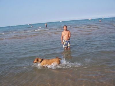 Chuck at Chicago Dog Beach at Wilson Avenue
