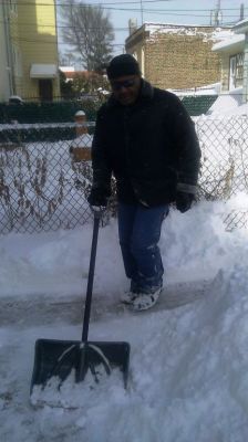 Kevin shoveling after the February snowstorm
