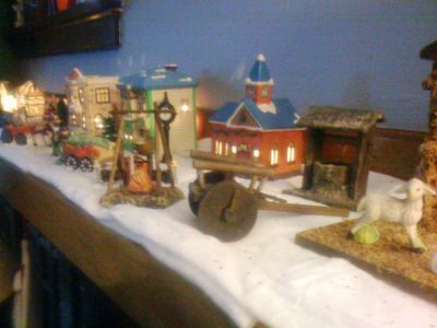 Christmas village with mom items
