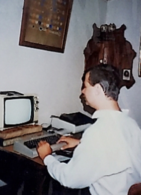 Frank at home computer

