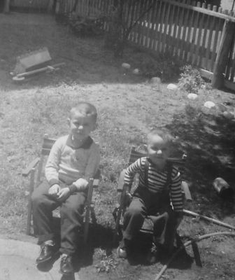 Frank and John in backyard

