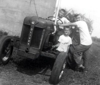 Frank and John with Uncle Dave on WI farm
