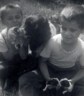 Frank and John with dog Susie
