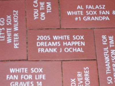 close up of White Sox brick in monument plaza
